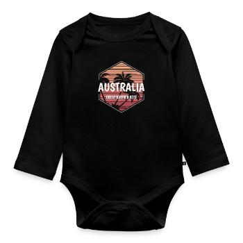 Great Barrier Reef Beach Vacation Souvenir - Organic Longsleeve Baby Bodysuit - black - Front
