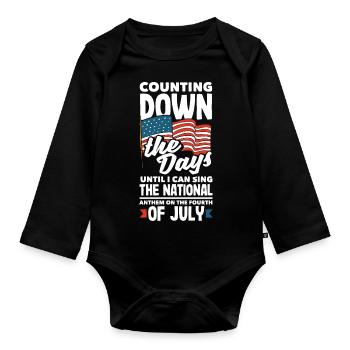 I can sing the national anthem on the Fourth of - Organic Longsleeve Baby Bodysuit - black - Front