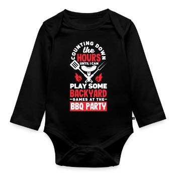 Je peux jouer à des jeux dans la cour arrière à la fête barbecue - Body Bébé bio manches longues - noir - Devant