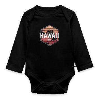 Waikiki Beach Oahu Hawaii Fan Vacances Souvenir - Body Bébé bio manches longues - noir - Devant