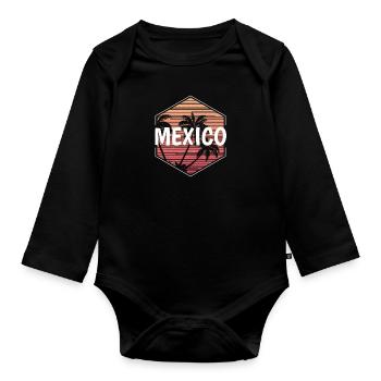 Mexico Beach Vacation Souvenir - Organic Longsleeve Baby Bodysuit - black - Front