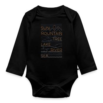 Sonne Berge Bäume See Meer Liebe - Baby Bio-Langarm-Body - Schwarz - Vorne