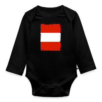 Austria Flag Austria Austrian Flag AT - Organic Longsleeve Baby Bodysuit - black - Front