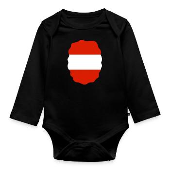 Austria Flag Austria Austrian Flag AT - Organic Longsleeve Baby Bodysuit - black - Front