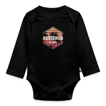 Melbourne Australia Beach Vacation Souvenir - Organic Longsleeve Baby Bodysuit - black - Front