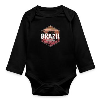 Rio Brazil Beach Vacation Souvenir - Organic Longsleeve Baby Bodysuit - black - Front