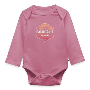Los Angeles California Beach Vacation Souvenir - Organic Longsleeve Baby Bodysuit - mauve - Front