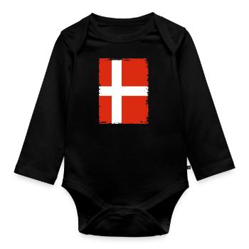 Drapeau du Danemark Drapeau de la Scandinavie Drapeau du Danemark Voyage - Body Bébé bio manches longues - noir - Devant