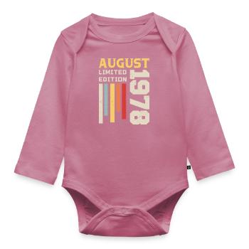 August 1978 - Birthday gift August 1978 August - Organic Longsleeve Baby Bodysuit - mauve - Front