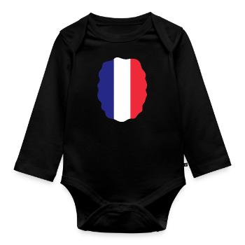 Drapeau de la France Look utilisé Drapeau de la France - Body Bébé bio manches longues - noir - Devant