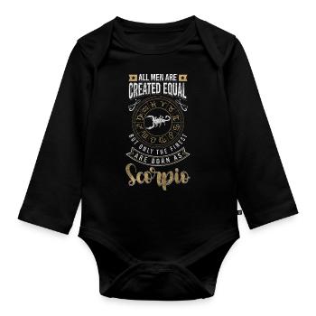 Scorpio Birthday Features - Organic Longsleeve Baby Bodysuit - black - Front