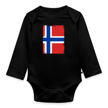 Drapeau de la Norvège Scandinavie Drapeau norvégien - Body Bébé bio manches longues - noir - Devant