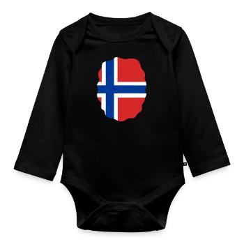 Drapeau de la Norvège Drapeau de la Scandinavie Drapeau norvégien - Body Bébé bio manches longues - noir - Devant