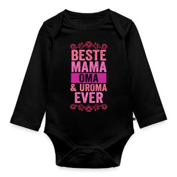 Mutter Mama Oma Uroma - Baby Bio-Langarm-Body - Schwarz - Vorne