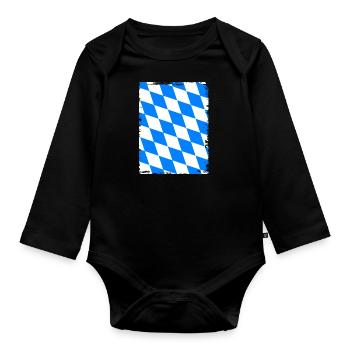 Bavaria Flag Used Look Bavarian Flag Vintage - Organic Longsleeve Baby Bodysuit - black - Front