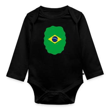 Brasilien Flagge Brasilianische Fahne Südamerika - Baby Bio-Langarm-Body - Schwarz - Vorne