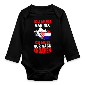Kroatien Sommerferien Urlaub Sommerurlaub Sonne Ur - Baby Bio-Langarm-Body - Schwarz - Vorne