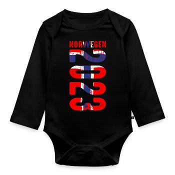Urlaub Norwegen 2023 Fischer Angelteam Karpfen Ang - Baby Bio-Langarm-Body - Schwarz - Vorne