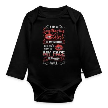 Horoscope Naissance Mois Symbole Constellation - Body Bébé bio manches longues - noir - Devant