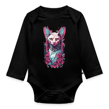 Gloomy Gothic Sphynx Cat Pastel Goth Design - Organic Longsleeve Baby Bodysuit - black - Front