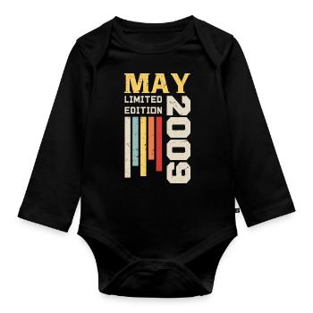 May 2009 - Birthday gift born in May 2009 May - Organic Longsleeve Baby Bodysuit - black - Front