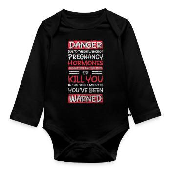 Pregnant Dad Big Love Belly - Organic Longsleeve Baby Bodysuit - black - Front