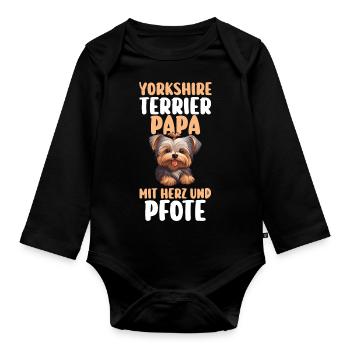 Dog Dog Dad Dad Yorkshirepapa Yorkshire Terri - Organic Longsleeve Baby Bodysuit - black - Front