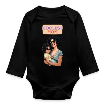 COOLEST MOM MUM cool mutter mama - Baby Bio-Langarm-Body - Schwarz - Vorne