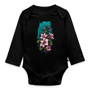 Asiatische Lilienblüten: Die Pracht der Natur - Baby Bio-Langarm-Body - Schwarz - Vorne