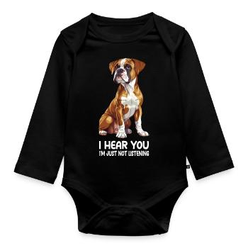 Boxer - Organic Longsleeve Baby Bodysuit - black - Front