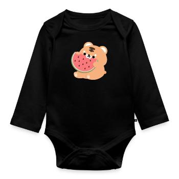 Pastèque tigrée - Body Bébé bio manches longues - noir - Devant