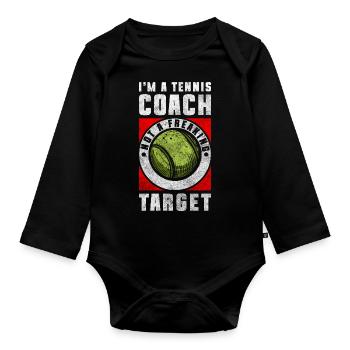 Tennisball Workout Platz - Baby Bio-Langarm-Body - Schwarz - Vorne