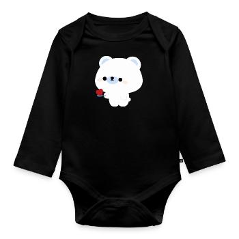 Alimentation de l’ours polaire Partie 1 - Body Bébé bio manches longues - noir - Devant