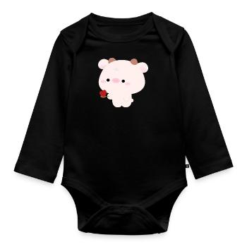 Cow Feeding Love - Organic Longsleeve Baby Bodysuit - black - Front