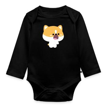 Corgi nourrissant l’amour Partie 2 - Body Bébé bio manches longues - noir - Devant