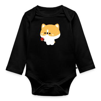 Corgi nourrissant l’amour - Body Bébé bio manches longues - noir - Devant