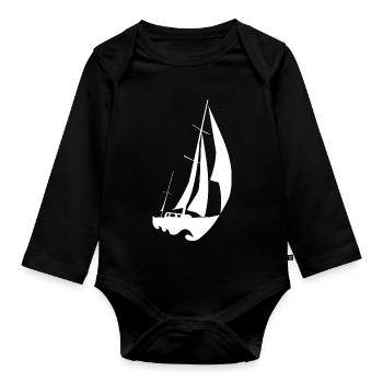 voilier rapide blanc - Body Bébé bio manches longues - noir - Devant