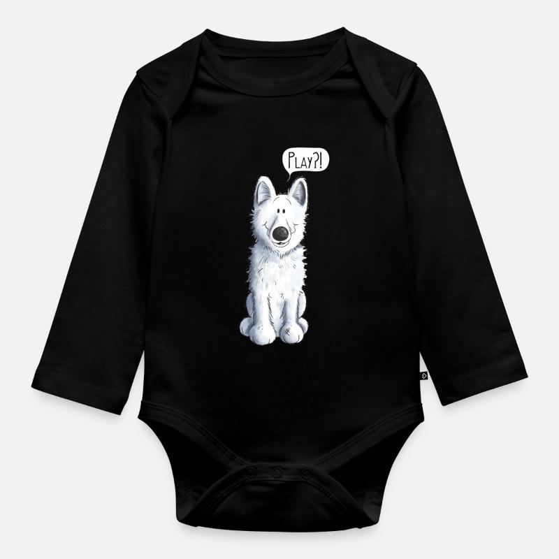 Schweizer Schäferhund Play - Baby Bio-Langarm-Body - Schwarz