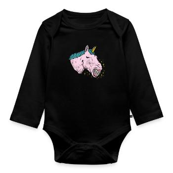 Dental Unicorn Braces - Organic Longsleeve Baby Bodysuit - black - Front