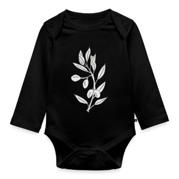 olive grey - Organic Longsleeve Baby Bodysuit - black - Front