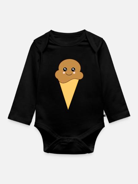 Kawaii Eis Kawaii Schokolade Kawaii Eiscreme - Baby Bio-Langarm-Body - Schwarz