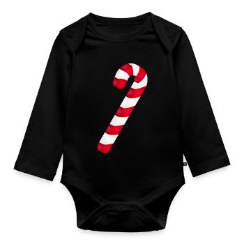 Canne de bonbon pour la saison de Noël sucrée - Body Bébé bio manches longues - noir - Devant