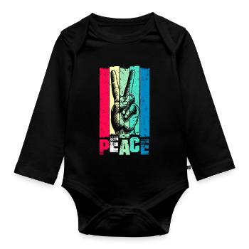 Peace - Peace Sign - Peace Movement - Peace - Organic Longsleeve Baby Bodysuit - black - Front