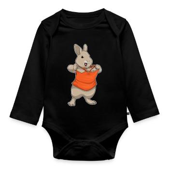 Bunny Bodybuilder Bodybuilding Sport - Organic Longsleeve Baby Bodysuit - black - Front