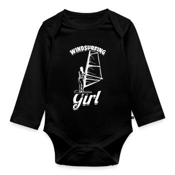 Windsurfer Girl - Organic Longsleeve Baby Bodysuit - black - Front