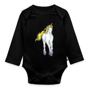 Einhorn Eislaufen Schlittschuhe - Organic Longsleeve Baby Bodysuit - black - Front