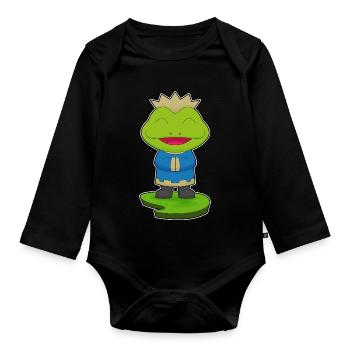 Couronne de grenouille - Body Bébé bio manches longues - noir - Devant