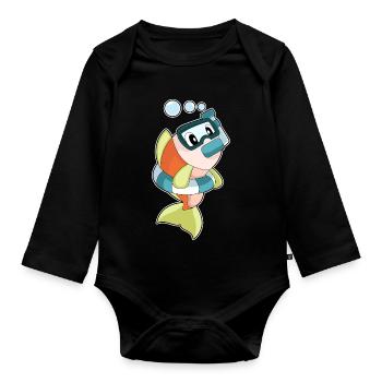 Plongée en plongée en apnée pour plongeurs de poissons - Body Bébé bio manches longues - noir - Devant