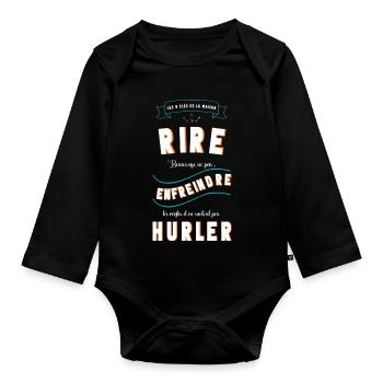 Les 3 clés de la maison : RIRE ENFREINDRE HURLER - Body Bébé bio manches longues - noir - Devant