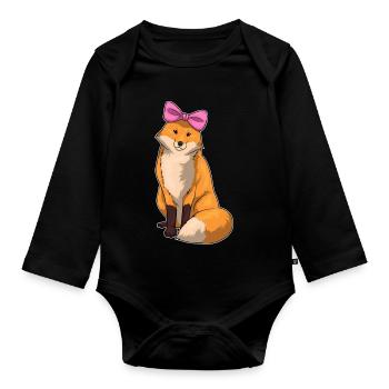 Nœud en Cheveux de Renard - Body Bébé bio manches longues - noir - Devant